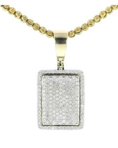 Midwest Jewellery 10K Gold Diamond Pendant for Men or Women Dog Tag Framed 1.75 Carat Diamonds Iced Out 1.5 Inch Tall