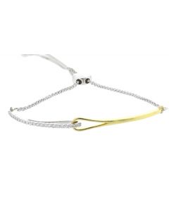 Womens Diamond Bracelet Yellow Gold-Tone and Silver 1/4ctw Genuine Diamonds Bolo Bracelet Adjustable Length Bangle Style