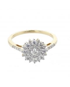 10K Gold Diamond Engagement Ring or Promise Ring Ladies 0.73ctw with beautiful flower design