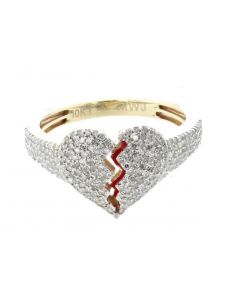 10K Yellow Gold Heart broken ring for Men and Women 0.73ctw 