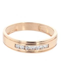 10K Rose Gold Wedding Band for Men 5mm Wide With 0.25ctw Diamonds  