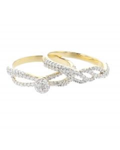10K Yellow Gold Diamond Wedding Ring set for Women with 0.87ctw Round Diamond 
