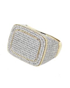 10K Yellow Gold Diamond ring for Men Rectangular shape 18mm WIde 2.13 ctw