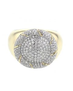 10K Yellow Gold Wide Pinky Ring For Men 18mm With 1.00ctw Round Cut Diamond