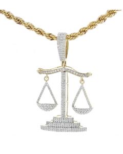 10K Yellow Gold Libra Scale Charm Pendant with 1.21ctw Diamonds 