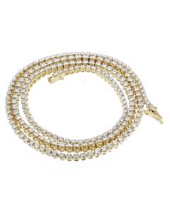 10K Yellow Gold Tennis Necklace 4.69ctw Round Diamonds