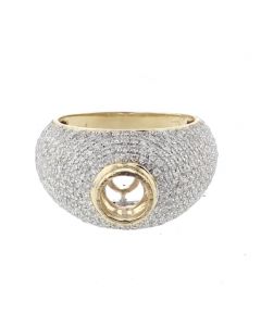 14K Yellow Gold Diamond semi mount ring setting for Mens 1.83 ctw