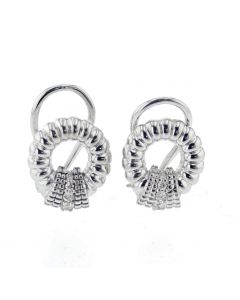 14k White Gold Round Drop Earrings For Women 0.10ctw Diamonds