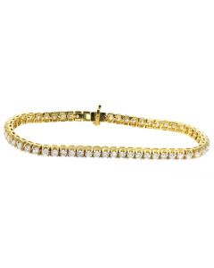 14K Yellow Gold Solid Diamond Tennis Bracelet with 4.75ctw