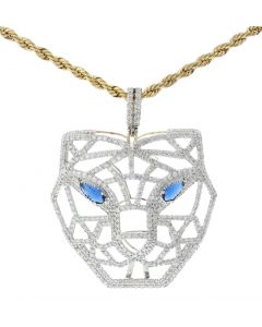 10K Yellow Gold Diamond Lion Head Charm Pendant with 4.3ctw
