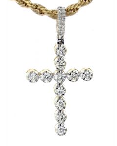 14K Yellow Gold Diamond Cross 0.76ctw Round Diamonds
