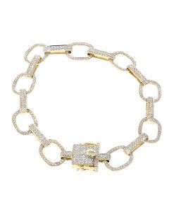 14K Yellow Gold Diamond Interlocking Bracelet with 2.32ctw Round Diamonds 