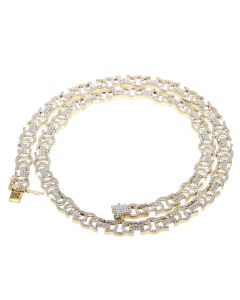 10K Gold Diamond Chain 13.5ctw Flat Byzantine Necklace Mens or Womens 22 inch Long