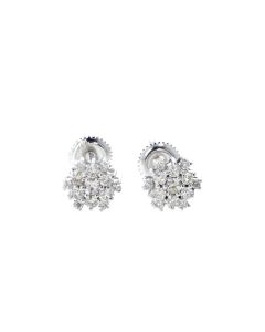 14K Gold Diamond Cluster Earrings 1/2ctw Snow Flake Style Screw Back 