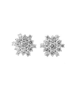 14K Gold Diamond Earrings for Men or Women 2.00ctw Large Sun Burst Snow Flake Desing