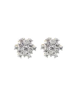 14K Gold Diamond Earrings for Men or Women 2.5ctw Large Sun Burst Snow Flake Design