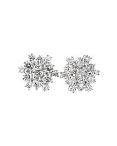 14K Gold Diamond Earrings for Men or Women 2.00ctw Large Sun Burst Snow Flake Design 
