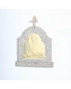 14K Yellow Gold Diamond Big Tomb Stone Picture Frame With 7.96ctw Diamonds