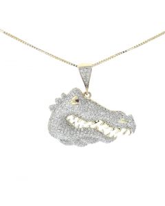 10K Yellow Gold Diamond Alligator Head Charm Pendant 0.82ctw 