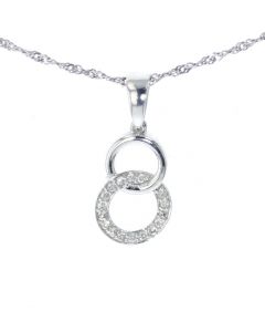 10K White Gold Interlocking Charm Pendant for Her With 0.24ctw Diamonds