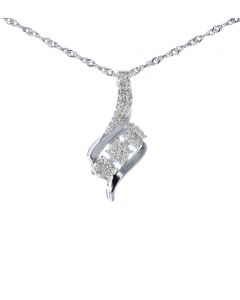 10K White Gold Diamond For Women Drop 3 Round Clusters Charm Pendant With 0.33ctw  Diamonds