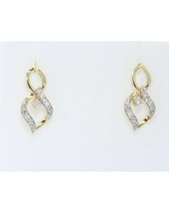 10K Yellow Gold Diamond Earring Drop Earring for Her Linked Leaf Style With 0.23ctw Diamonds
