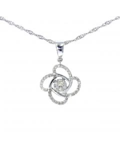 10K White Gold Diamond Flower Charm Pendant with 0.32ctw Diamonds