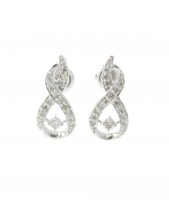 10K White Gold Drop Earring For Her 0.2ctw Round Diamonds Infinity Design Earrings