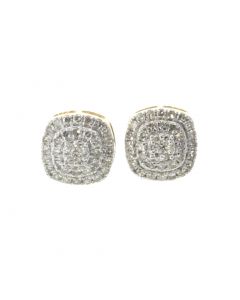 10K Yellow Gold Earrings Beautiful Diamond Earring With Square Cluster With 0.51ctw Round Diamonds