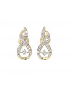 10K Yellow Gold Drop Earring For Her 0.21ctw Round Diamonds Infinity Design Earrings 