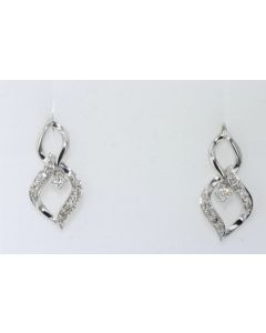 10K White Gold Diamond Earring Drop Earring for Her Linked Leaf Style With 0.24ctw Diamonds
