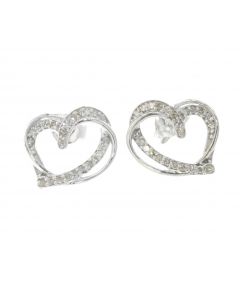 Beautiful Heart Shape Earring 925 Sterling Silver Earring With 0.26ctw Round Diamonds