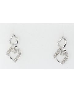 Diamond Drop Earring in Sterling Silver 925 Linked Leaf Style Earring With 0.24ctw Round Diamonds