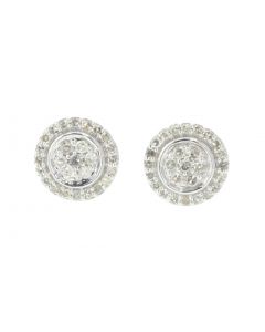 Round Cluster Diamond Earring 925 Sterling Silver Earring With 0.45ctw Round Diamonds