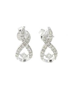 Drop Earring For Her 0.21ctw Round Diamonds Infinity Design Earrings 925 Sterling Silver