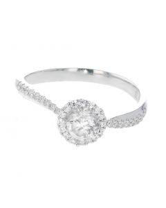 18K White Gold Engagement Ring Semi Mount Setting Ring Fits 0.50ctw Diamond 0.16ctw Round Diamonds