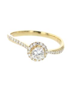 18K Yellow Gold Semi Mount Setting Ring Fits 0.50ctw Diamonds With 0.16ctw Diamonds on side