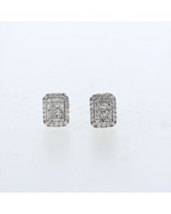 14K Yellow Gold Earrings With Round and Baguette Diamonds Beautiful Earrings with 0.63ctw Diamonds