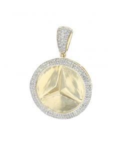 10K Gold Diamond Pendant Mercedes Benz Logo With 0.60ctw Diamonds