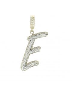 Custom 10k Yellow Gold Initial Letter Pendants "E"  with 2.2 Ctw Length 52mm and Width 19mm