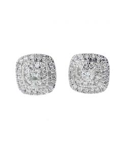 14K Yellow Gold  0.25ct diamond Stud Earrings Cushion Shaped Princess Cut Solitair Screw Back Diamond Earrings