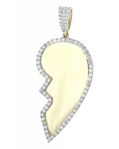 10K Gold Diamond Pendant Mens or Womens Broken Heart Picture Frame Charm 