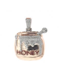 Womens Diamond Pendant Honey Pot Sterling Silver with Diamonds 0.95ctw 38mm Rose Gold Tone 