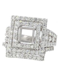 14k White Gold Semi Mount Bridal Wedding Ring Setting With 2.00Ctw Diamonds