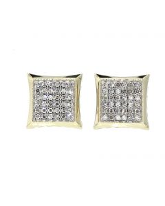 10K Yellow Gold Kite Shaped Earrings 10mm Studs with 0.342Ct Diamonds