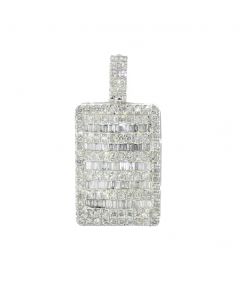 2.00ctw Diamond Pendant Baguette and Round Rectangular Pendant 1.5inch Tall Mens or Womens