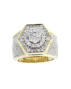 10K Gold Mens Diamond Ring 2.00ctw 15.5mm Big Look Pinky Fashion Ring 