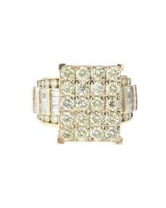 10K Yellow Gold Womens Baguette Wedding Ring with 4.68Ctw Diamonds Head of 15mm