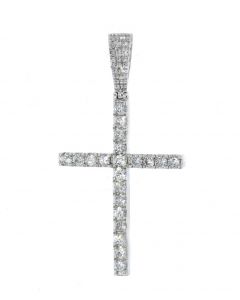Diamond Cross Pendant Catholic Cross Mens or Womens 1.63ctw Diamonds 2 Inch Tall Sterling Silver