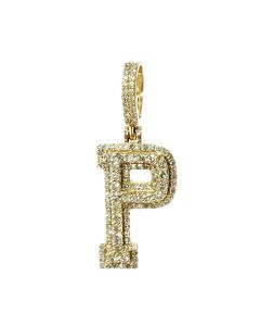 10K Yellow Gold Initial letter "P" With 0.70Ctw Diamonds 1.2" Long 0.5" Wide